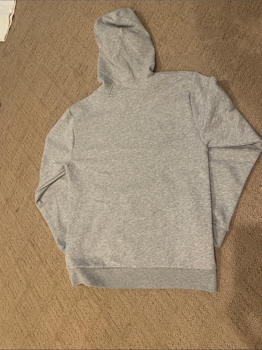 adidas Boys Light Gray Crewneck Hoodie with Navy Logo - Picture 2 of 3